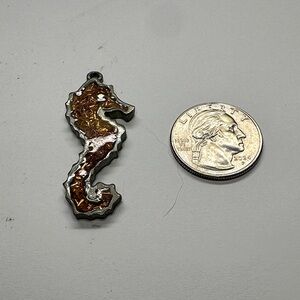 Vintage Seahorse Pendant with Copper in Resin Accents